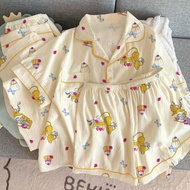 Summer New Womens Sleepwear Short Sleeve Cartoon Home Clothes Three-piece Set Small Sakura Small Ok 