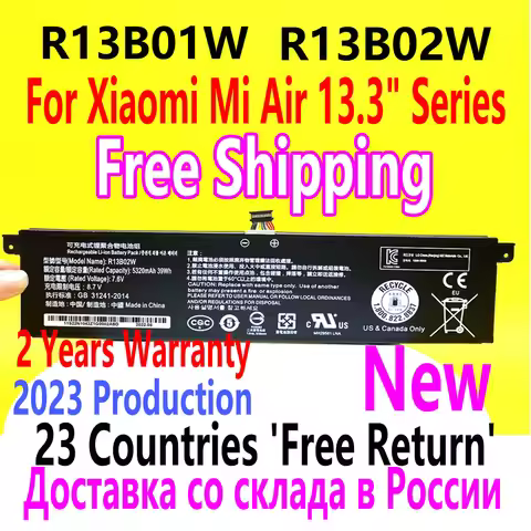 DODOMORN NEW R13B01W Laptop Battery For Xiaomi Mi Air 13.3" Series R13B02W Tablet Battery PC 7.6V 39