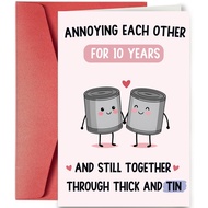 [Coisíní] Funny 10 Year Anniversary Card for Him Her, Tin Anniversary Cards for Husband Wife, 10th W