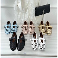 ALAIA Aria Single Shoes Women French Ballet Shoes Hollow Mary Jane Flat Shoes 2025 Spring Autumn New