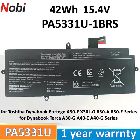 Nobi PA5331U PA5331U-1BRS battery for Dynabook Portege A30/R30/X30L and for Terca A30/A40 Series G83
