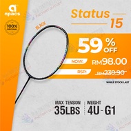 【FRAME ONLY】 APACS Status 15 (Black) Badminton Racket - 4UG1 Max.T 35LBS | Slightly Head Heavy Racket
