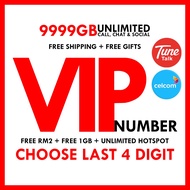 VIP Number Tunetalk Sim Card Unlimited Internet Data Call Hotspot Simkad Prepaid Celcom Digi USB 4G WiFi Modem Router