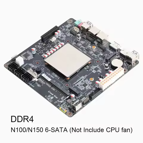 6-Bays N100/N150 NAS Motherboard DDR4 6 SATA 3.0 Intel I226 2.5G Mini ITX 17x17CM 2* M.2 With DP HDM