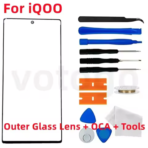 Front Outer Screen Glass Lens + OCA For For iQOO Neo 5 7 8 9 9S 10 11 12 13 Pro Z9 LCD Display Touch