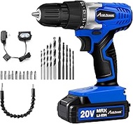 AVID POWER 20V MAX Lithium lon Cordless Drill Set, Power Drill Kit with Battery and Charger, 3/8-Inc