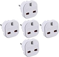 Pack of 5 Travel Adapter | UK to European Plug Adapter Converter (Euro Type C, E, F) EU Plugs for tr