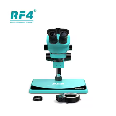 RF4 Latest Triocular Microscope 7-50X Magnification Knob 6 Gear Locking Zoom Phone Electronic Compon