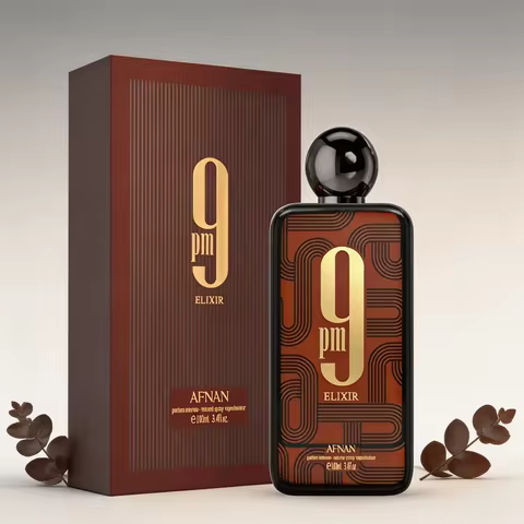 Afnan 9pm Elixir Men's EDP 3.4oz, Bold Spicy Oriental & Leather Fragrance, Luxe All-Day Wear Scent