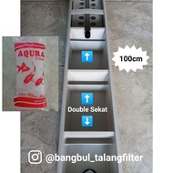 Promo Aquarium Gutter Filter Box Uk 100Cm Double Bulkhead / Two Bulkhead Non Cod