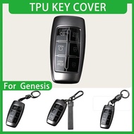 For Genesis Key Cases Hyundai GV80 GV90 G70 G80 G90 GV70 Soft TPU 6 Buttons Key Case Metallic Gray C