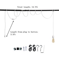 Pendant Light Kit with Switch, Industrial DIY 15ft Pendant Light Cord, with White Woven Fabric Rope 