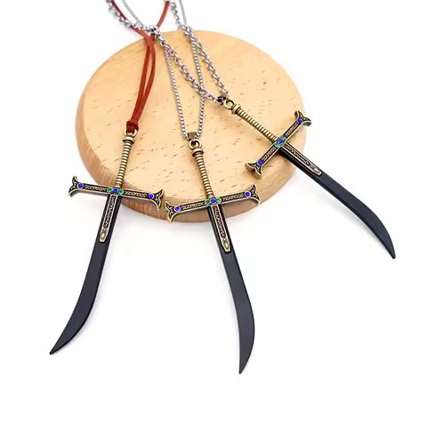 Dracule Mihawk Black Sword Necklace Anime Metal Hawk Eyes Yoru Necklaces Jewelry Pendant Chains Chok