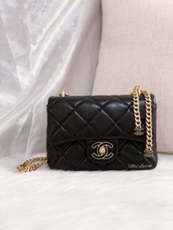 最新22P爆款限量版 超熱賣款 非常難買 專屬VIP款 全新現貨 CHANEL 琺瑯扣方胖子 MINI SQUARE 18.5CM SMALL SIZE MINI FLAP BAG 手袋 包包 (BL