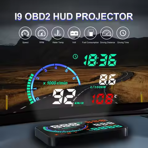 KWHUD HUD Head Up Display Car OBD2 Digital Speedometer RPM Tacho Volt Water Temp Meter Windshield Sp