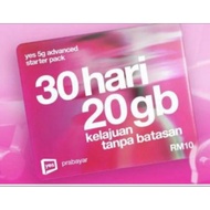 YES 20GB UNLIMITED CALL 5G SIM CARD CHOOSE VIP NUMBER