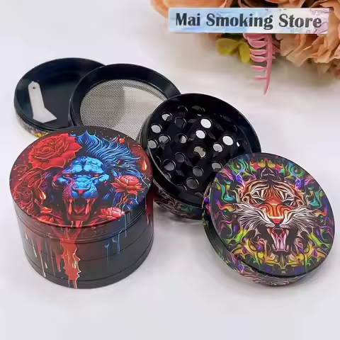 2inch Lion Herb Grinder 4-layer Manual Spice Mill Pepper Salt Mortar Pestle Tiger Raw Grass Tobacco 