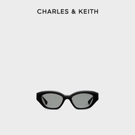 CHARLES&KEITH ใหม่ CK3-91280576 แว่นกันแดดทรงแคทอายสไตล์ยุโรปและอเมริกาย้อนยุคแว่นกันแดด Noir 15.1*4