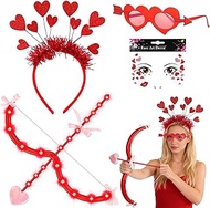 YOUYIKE Amor Costume Women's Red Adult Children Carnival Heart Costume Set with Headband Heart Glass
