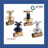 Onimi Italia- 1" Black / Chrome / 1 inch Gold stopc / Black Gold Stopcock / Stopvalve / Cross Handle