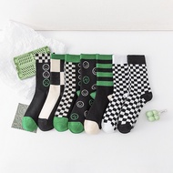 Socks - Cute Checkered Green Tone Socks