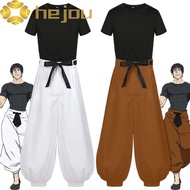 HEJOU Toji Fushiguro Cosplay Costume, Short Wig Cool Jujutsu Kaisen Cosplay Costume, Sleeve Top Pant