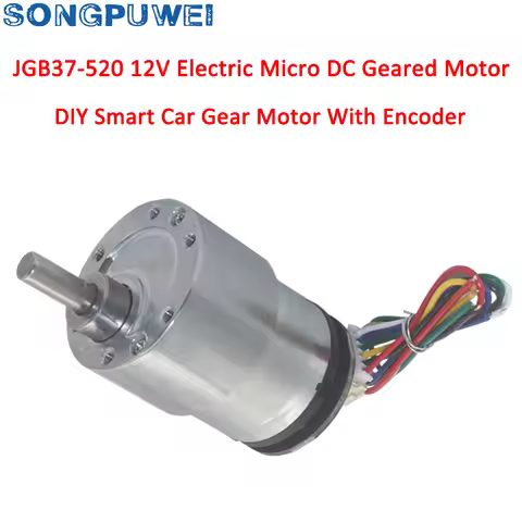 JGB37-520B Hall Encoder Miniature DC Geared Motor 6V12V Forward And Reverse 6RPM~1590RPM With Speed