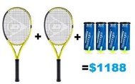 Dunlop Sports - DUNLOP TENNIS RACKET SX TEAM 280 x 2pcs + SLAZENGER CHAMPIONSHIP 3PET x 4 cans