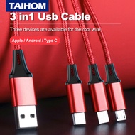 3 in 1 Data Charge Charger Fast Charging Nylon Braided Cable Compatible with Phone Lightning USB iPhone 12 Pro Max 5.4 6.7 Mini NEW SE 2020 2nd Gen 11 Xs XR X 8 Plus 7 6 5 iPad Type C USB C Samsung S21 S20 Note 10 9 S10 S10e Plus Micro