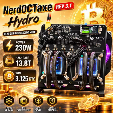 2026 Newest NerdOCTaxe Rev3.1 Hydro 13.8T 230W BM1370 Asic Chip Open Source Bitcoin Home Miner With 