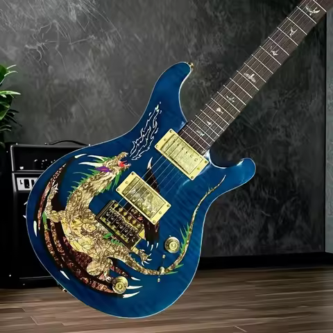 Free Delivery Black Rosewood Neck Mahogany Body PRS Custom 24 Dragon Electric Guitar 24 Tone