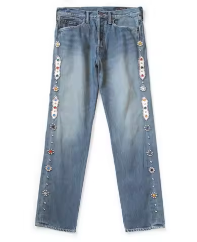 KAPITAL Hirata and Hiroshi 24SS Classic Rivet Set Diamond Vintage Jeans Casual Cowboy Gemstone Craft
