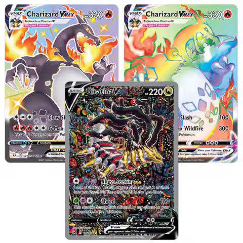 PKM V MVAX Foil Rare Holographic Proxy Cards Giratina V Charizard VMAX Aerodactyl Slowking Pokemon C