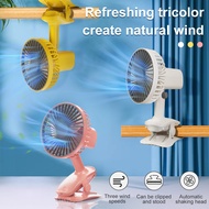 1200mAh Auto-Rotate Kipas USB Rechargeable Clip Fan Portable Mini Table Fan Stroller Fan Baby Clip On