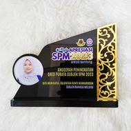 Plak Acrylic Berukir Cantik UV Printing