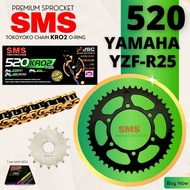 520KRO2 ORING YAMAHA R25 YZF-R25 SPROCKET SET 520 ORING CHAIN 520KRO SMS R25 SPROCKET SET RK RKM YTZ