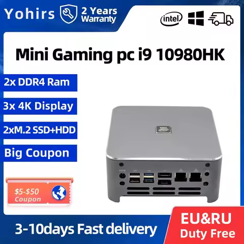 Mini Pc 10th Gen Core i9 10980HK 10880H UHD Graphics 2*Gigabit Lan NVME Up to 2TB HDMI DP 4K Support