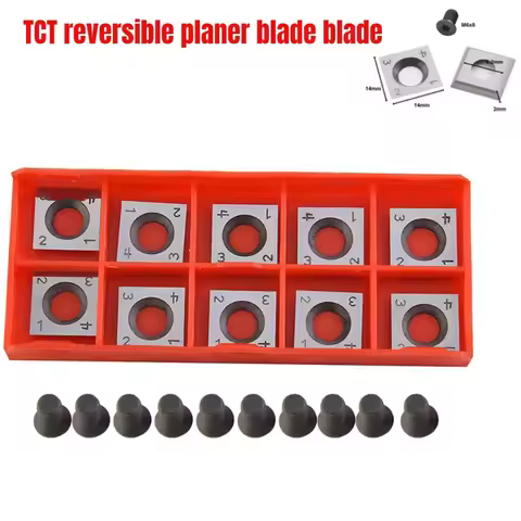 10pcs 14x14mm Square Carbide Inserts for Woodworking Spiral Planer Head Hardwood MDF Plywood Cutting