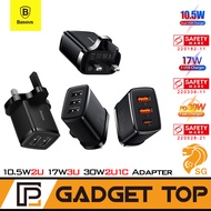 BASEUS 10.5W / 17W / 30W Compact Charger Triple USB Ports Power Adapter UK Plug Fast Quick Charge Wa