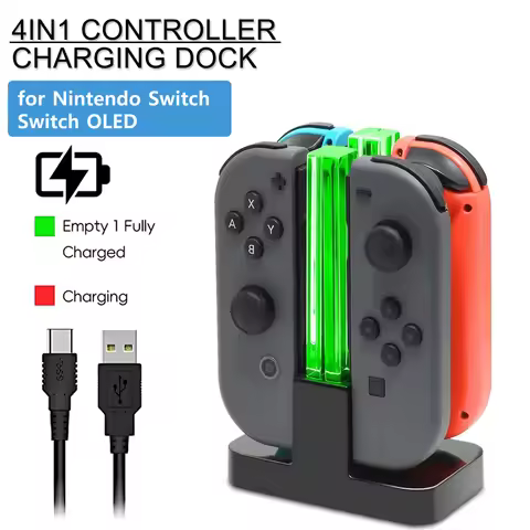 4 In 1 LED Charging Dock Station for Nintendo Switch & Joy-Con Controller Charger Stand Holder