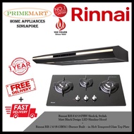 Rinnai RH-S3059-PBW LED Slimline Hood + Rinnai RB-7303S-GBSM 3 Burner Built-in Hob *BUNDLE DEAL - FREE DELIVERY
