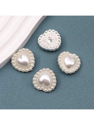 4入組金屬心形裝飾珍珠扣子，適用於夾克、外套、毛衣DIY多用途裝飾縫扣