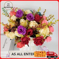 ASALL bunga rose hiasan artificial rose flower artificial 2 tone bunga hiasan hantaran 10 kumtun fake flower hand bouque