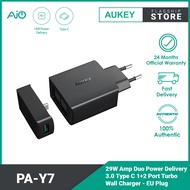 Aukey PA-Y7 29W Amp Duo Power Delivery 3.0 Type C 1+2 Port Turbo Wall Charger - EU Plug