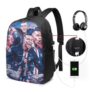 Mbappé Backpack Laptop USB Charging Backpack 17 Inch Travel Backpack School Bag Large Capacity Student School Bag
