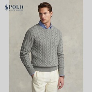 Polo Ralph Lauren เสื้อกันหนาวผู้ชาย Pullover-Cable-Knit Cotton Sweater รุ่น MNPOSWE16820583 สีเทา