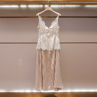 77W5 Maje Women's Summer Light Mature Style Design Slimmer Look Lace Stitching Sling Dress Women