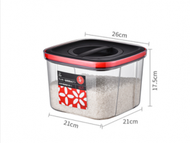 旋轉開合防潮防蟲米桶（5kg幸運鼠米桶（紅黑蓋））（規格：21*21*17.5CM）