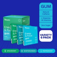 Neuro Energy Caffeine Gum for Energy & Focus - Sugar-Free with L theanine, Caffeine, Vitamin B12 & V