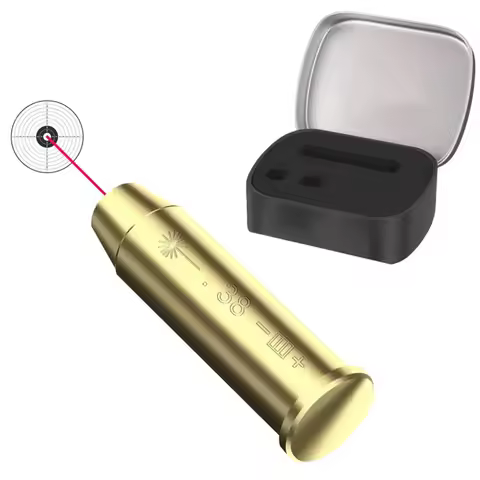 .38 Caliber Laser Bore Sighter Lazer Zeroing 38SPL Cartridge Red Laser Boresighter with 6 Batteries